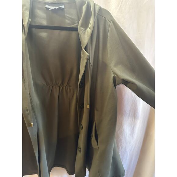Christian Siriano New York Olive Green Hooded Jacket – Size 1X - Picture 5 of 7